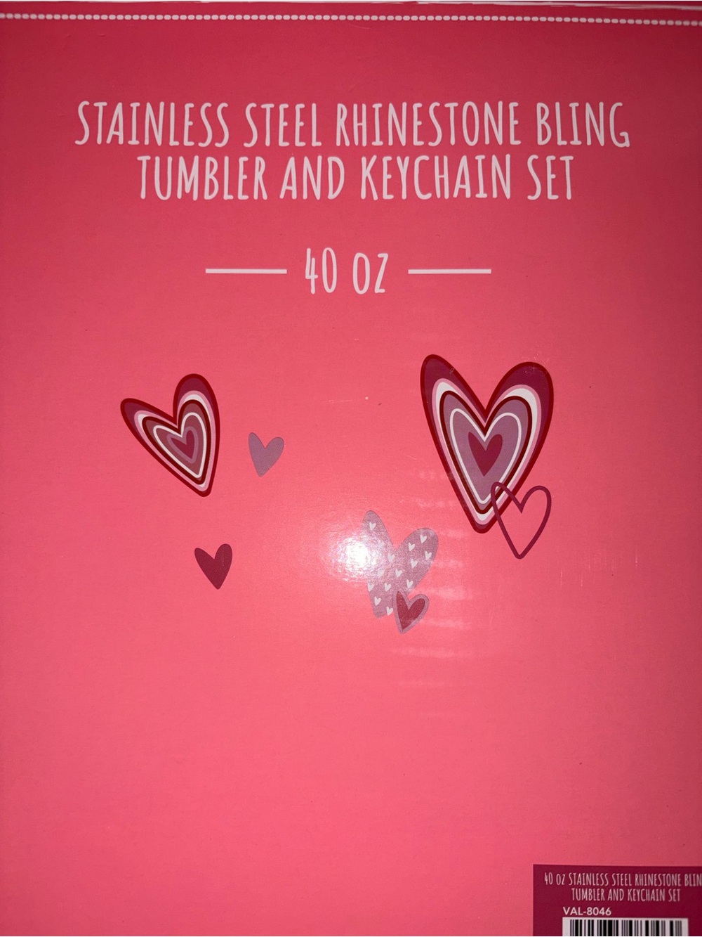 Sparkling Hot Pink Rhinestone Travel Tumbler with Heart Keychain - Picture 4 of 4